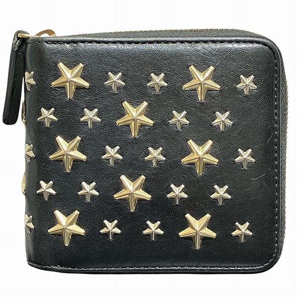 ジミーチュウ スタースタッズ ラウンドジップ 2つ折り財布 ユニセックス【中古】