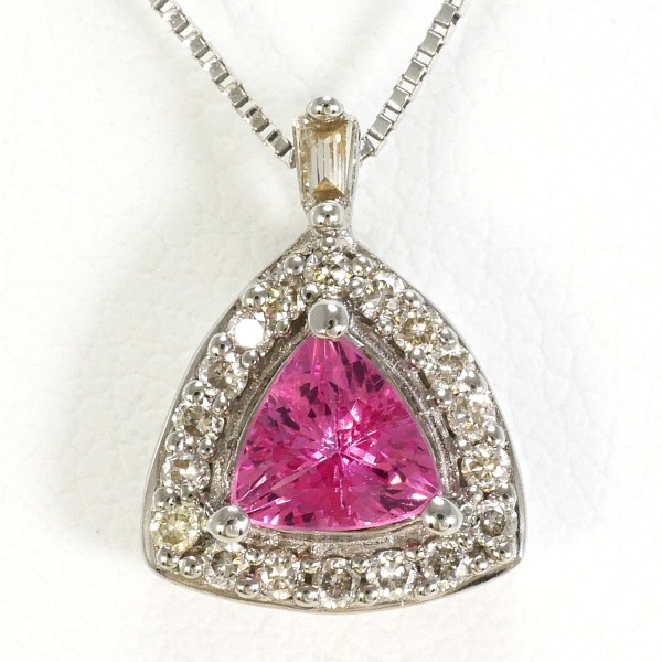 WG k18ゴールド ピンクサファイア ダイヤモンドネックレスペンダントトップ
