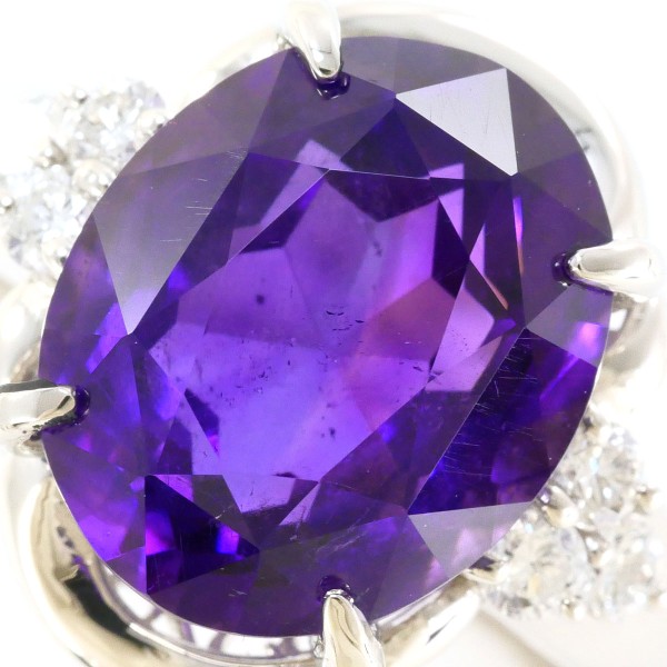PT900 プラチナ リング 指輪 11号 アメジスト 5.12 ダイヤ 0.25 カード  