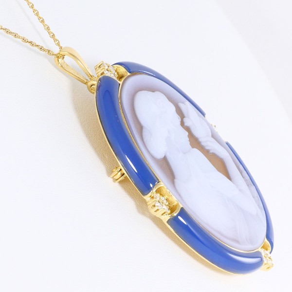 ティファニー k18YG ブルーカルセドニー ペンダント ティファニー