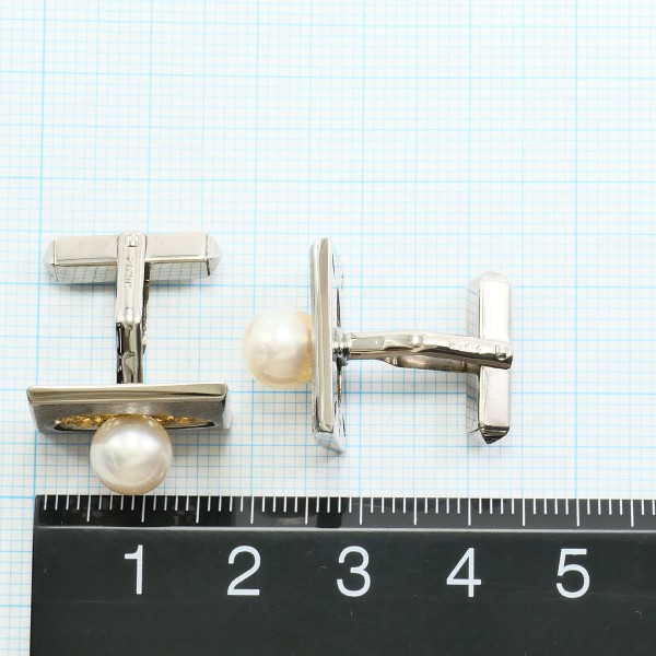 K18 18金 YG イエローゴールド K14WG カフス アコヤ真珠 カード鑑別書