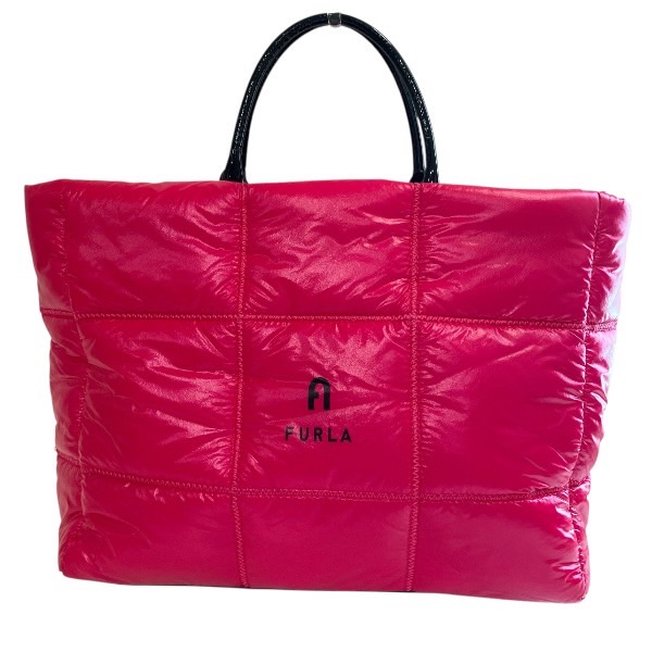 フルラ FURLA ピンク コットン ダウン バッグ ハンドバッグ レディース【中古】