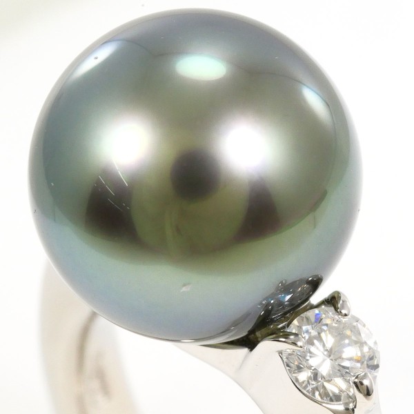 真珠とダイヤモンドプラチナ900 リング 8号