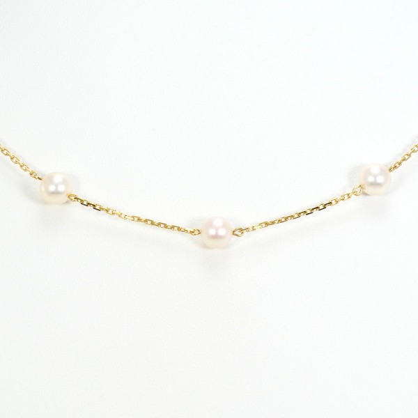 K18 18金 YG イエローゴールド ネックレス アコヤ真珠 カード鑑別書 総重量約8.9g 約62cm 中古ジュエリー