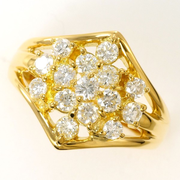 K18 18金 YG イエローゴールド リング 指輪 15号 ダイヤ 1.01 カード  