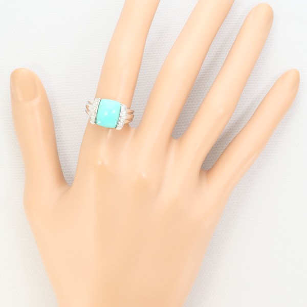 K18 18金 WG ホワイトゴールド リング 指輪 10号 ターコイズ ダイヤ  