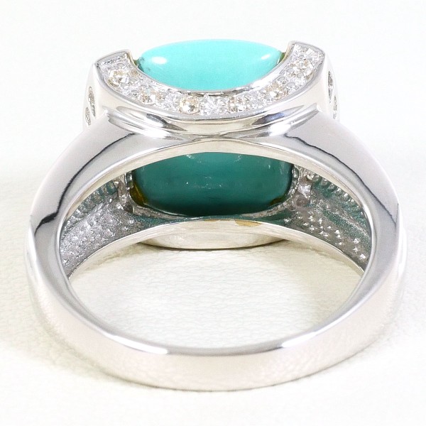 K18 18金 WG ホワイトゴールド リング 指輪 10号 ターコイズ ダイヤ  