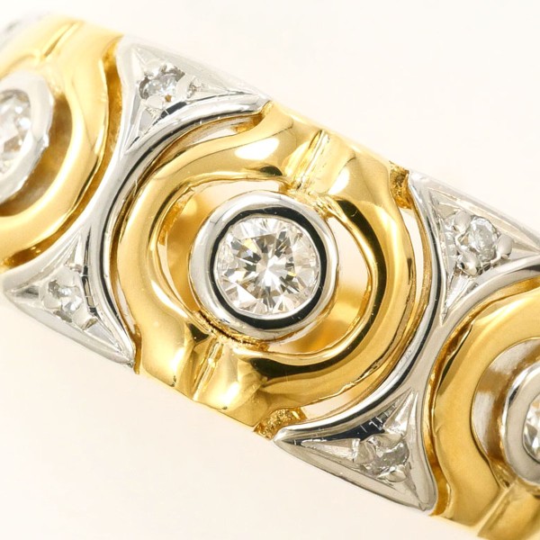 K18 デザイン リング 7号 0.12ct 約7.4mm 約2.6g ゴールド 指輪 ○