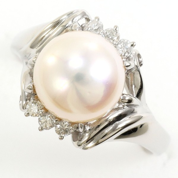 Pm900 リング 指輪 11号 パール(真珠) 約8mm ダイヤ 0.10 総重量約5.2g 