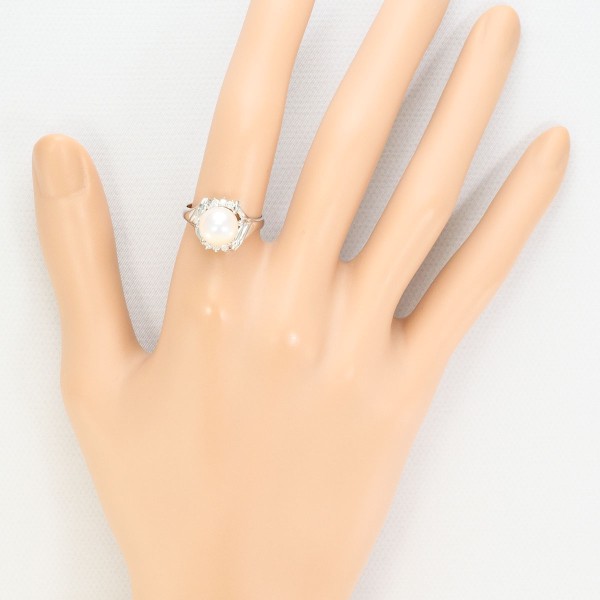 Pm900 リング 指輪 11号 パール(真珠) 約8mm ダイヤ 0.10 総重量約5.2g 