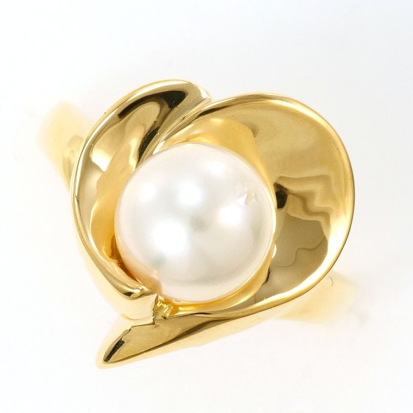 K18 18金 YG イエローゴールド リング 指輪 11号 パール(真珠) 約7.5mm 総 