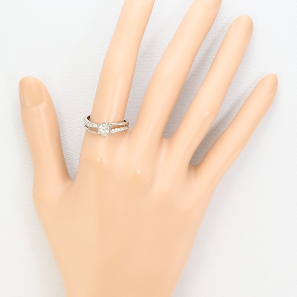 K18 18金 WG ホワイトゴールド リング 指輪 15号 ダイヤ 0.20