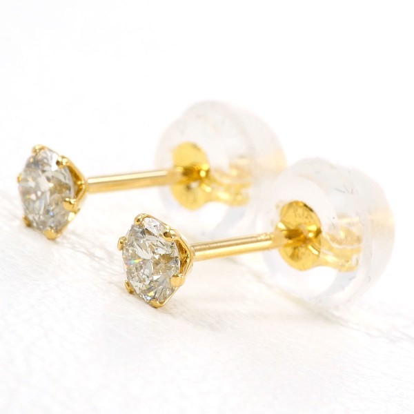 新品】K18YG スネーク ダイヤモンド ピアス 0.12CT K18 18金 YG  