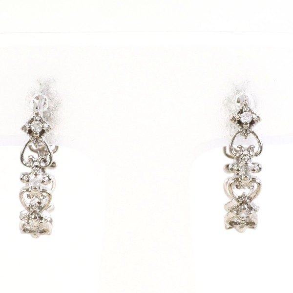 K10 ダイヤモンド ピアス 金 ホワイトゴールド WG K10 10金 WG ホワイトゴールド ピアス ダイヤ 総重量約1.5g 中古ジュエリー