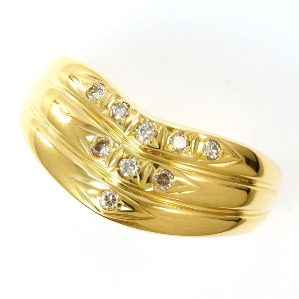 K18 18金 YG イエローゴールド リング 指輪 10.5号 ダイヤ 0.10 総重量  