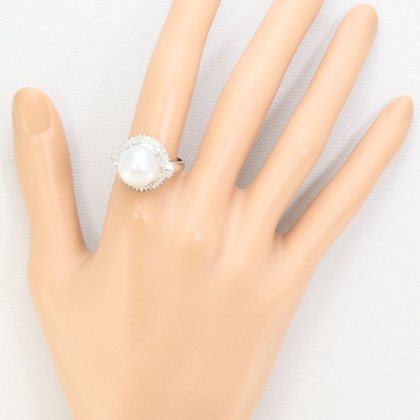 PT900 プラチナ リング 指輪 16号 南洋真珠 約12mm ダイヤ 0.60 カード  