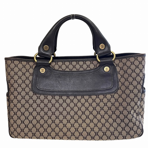 セリーヌ CELINE マカダム ブギーバッグ CE00/23 ブラウン キャンバス×レザー バッグ ハンドバッグ レディース【中古】