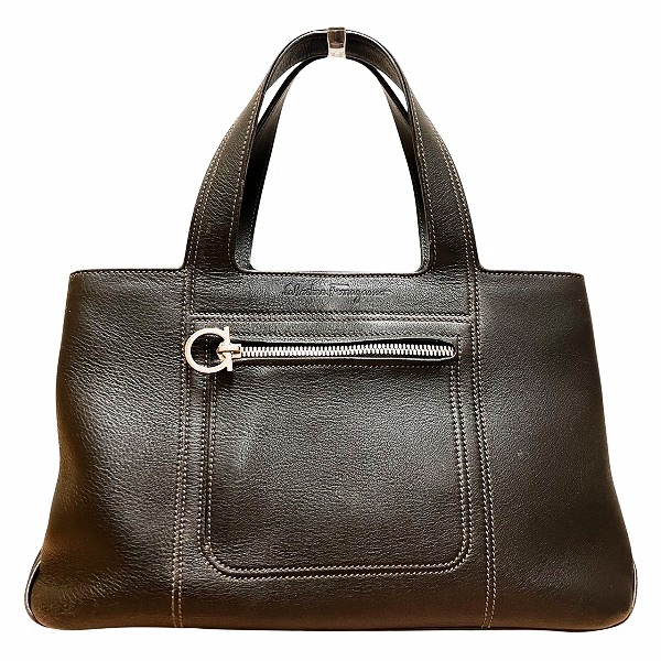 フェラガモ DY214301 ブラック レザー バッグ ハンドバッグ レディース【中古】