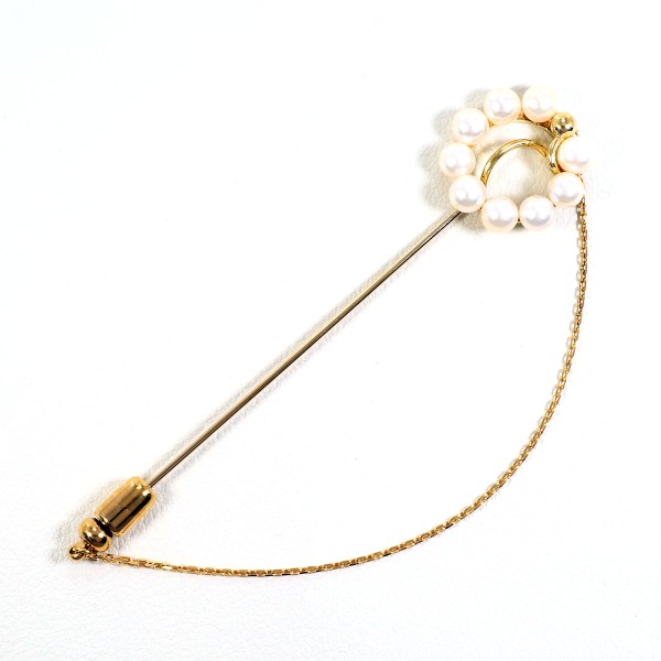 K18 18金 YG イエローゴールド 合金 ピンブローチ パール (真珠) 総