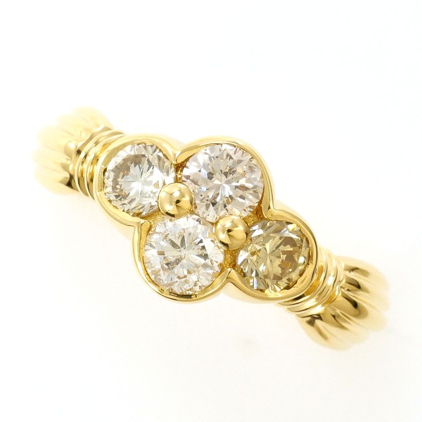 K18金YG、ブラウンダイヤ、1.0ctリング、22号、刻印有ます