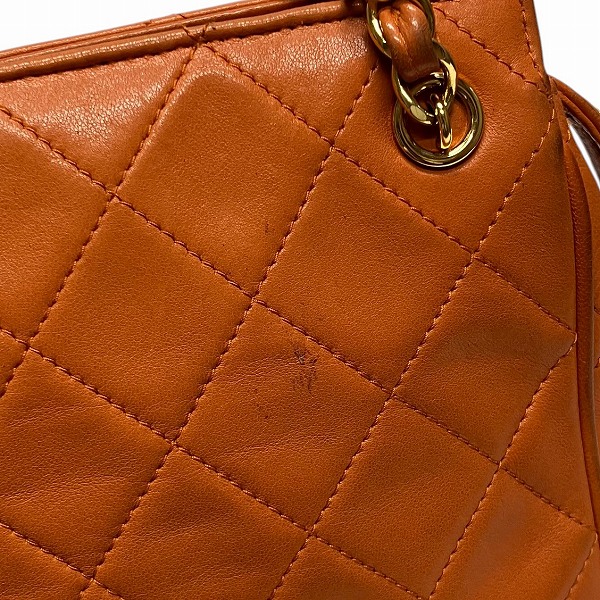 シャネル CHANEL マトラッセ ラムスキン チェーン オレンジ バッグ