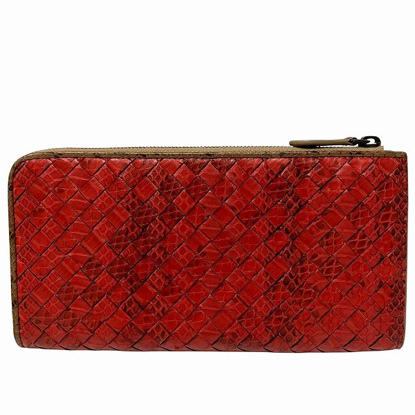 保存袋あり　ボッテガヴェネタ　長財布　ラウンドジップ　パイソン　レッド 保存袋あり ボッテガヴェネタ 長財布 ラウンドジップ パイソン レッド