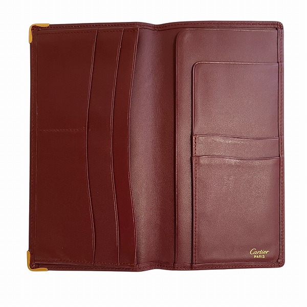 カルティエ Cartier マストライン ボルドー 札入れ 財布 2つ折り長財布