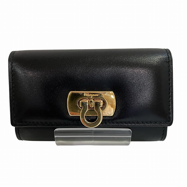 フェラガモ ガンチーニ ブラック レザー 6連 ブランド小物 キーケース レディース【中古】