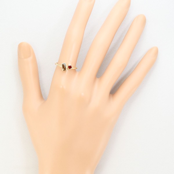 あんこう アガット K10ガーネット×スモーキークォーツピアス K10