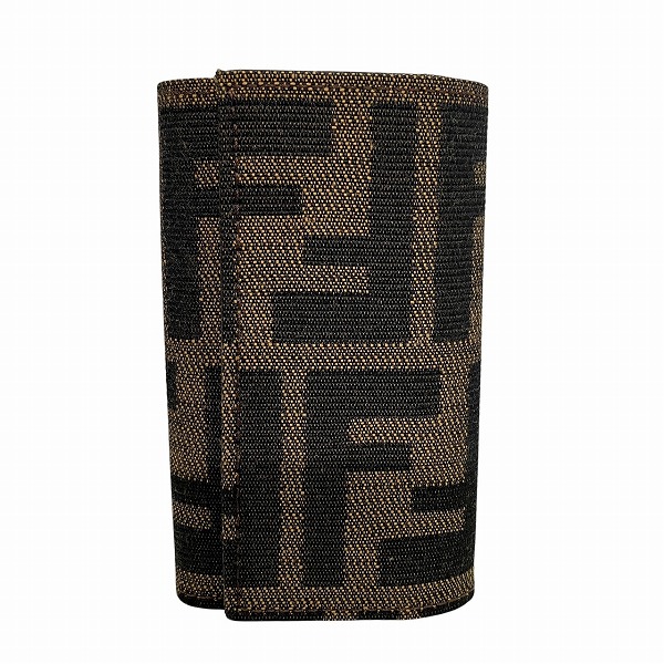 フェンディ FENDI ズッカ ブラウン キャンバス×レザー ブランド小物 キーケース キーホルダー レディース【中古】