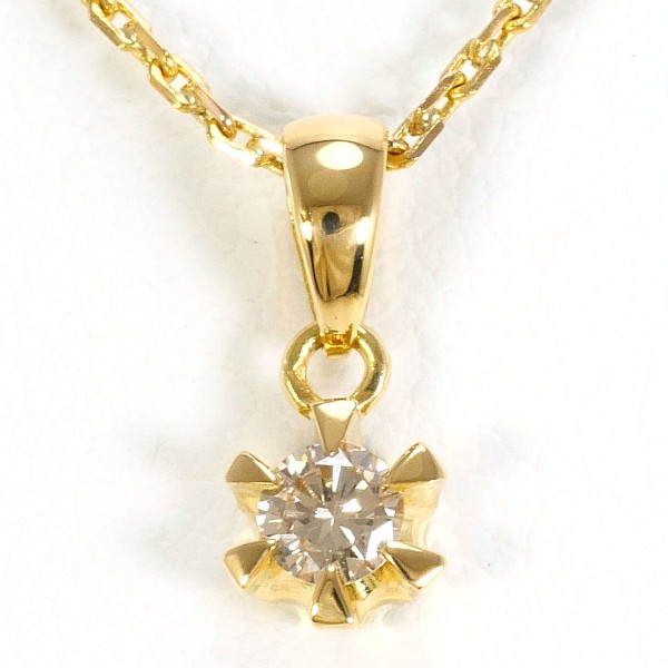 K18 18金 YG イエローゴールド ネックレス ブラウンダイヤ 0.10 総重量約2.2g 約40cm 中古ジュエリー