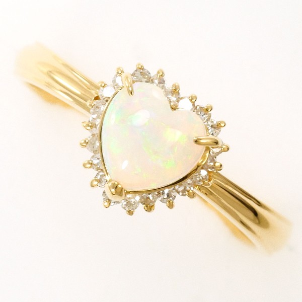 オパール18金ダイヤ ブラックオパール リング ダイヤモンド 指輪 18金