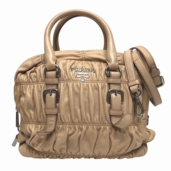 プラダ PRADA BL0759 2way ギャザー ピンク バッグ ハンドバッグ ショルダーバッグ レディース【中古】