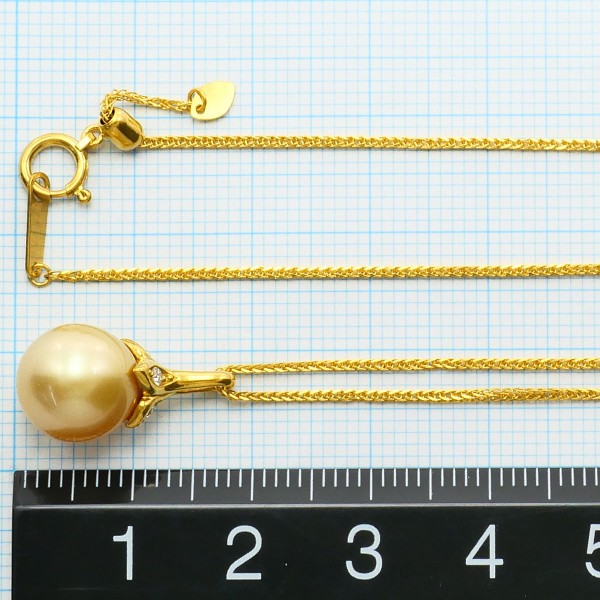 K24 24金 YG イエローゴールド ネックレス パール(真珠) ダイヤ 0.04  