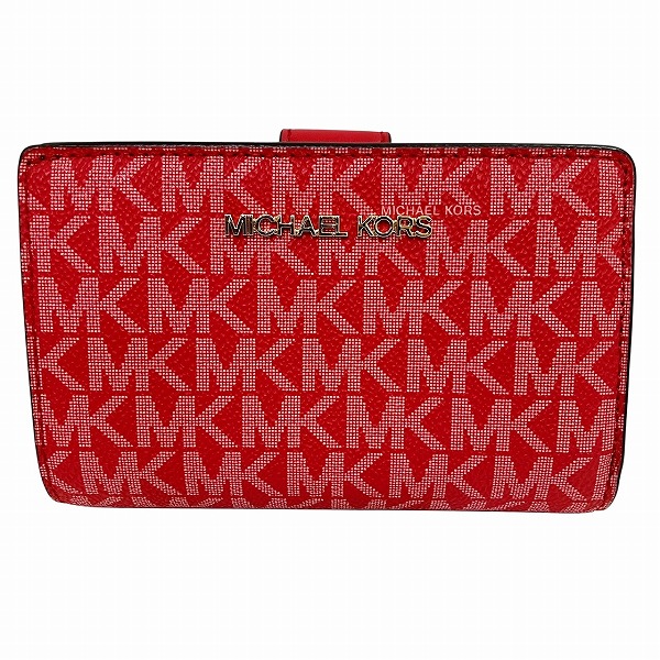 マイケル・コース レッド PVC×レザー 財布 2つ折り財布 レディース【中古】