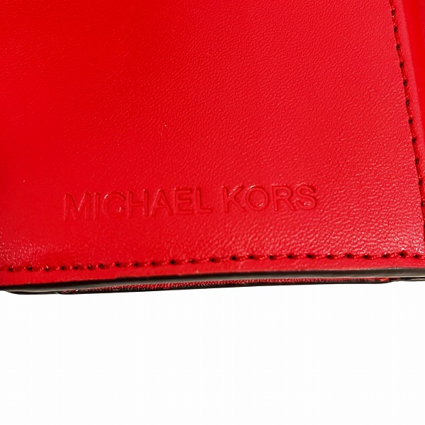 マイケル・コース レッド PVC×レザー 財布 2つ折り財布 レディース【中古】