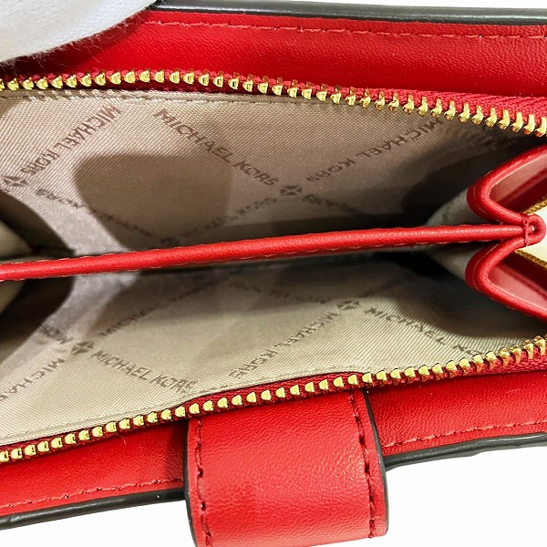 マイケル・コース レッド PVC×レザー 財布 2つ折り財布 レディース【中古】