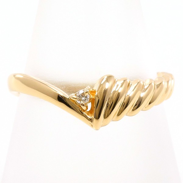 K18 18金 YG イエローゴールド リング 指輪 11号 ダイヤ 0.015 総重量約1.8g 中古ジュエリー