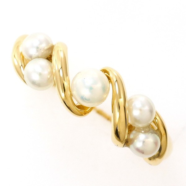 K18 18金 YG イエローゴールド リング 指輪 15号 パール(真珠) 約3.5〜4mm 総重量約2.4g 中古ジュエリー
