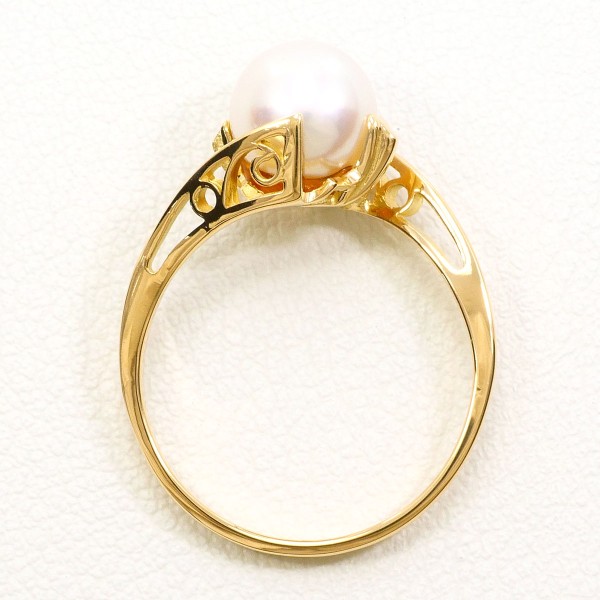 K18 18金 YG イエローゴールド リング 指輪 10号 パール(真珠) 約7mm 総重量約2.5g 中古ジュエリー