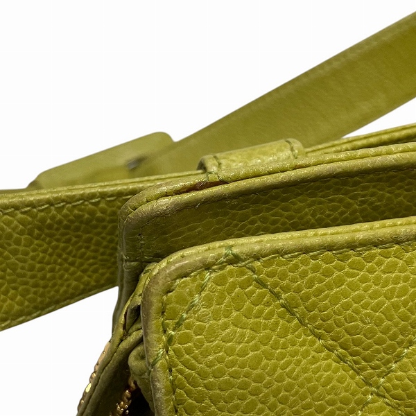 シャネル CHANEL マトラッセ キャビアスキン ライトグリーン バッグ ウエストポーチ ボディバッグ レディース【中古】 シャネル CHANEL マトラッセ キャビアスキン ライトグリーン バッグ