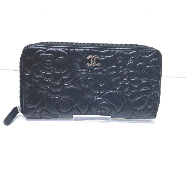 シャネル CHANEL カメリア ラウンドファスナー S金具 長財布 レディース【中古】