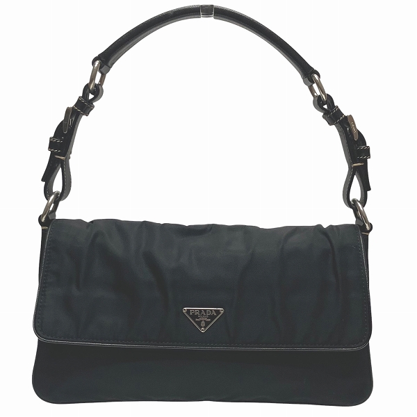 プラダ PRADA BR2289 ワンショルダー ナイロン サフィアーノ ブラック バッグ ハンドバッグ レディース【中古】
