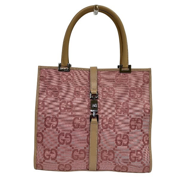 グッチ GUCCI GG ジャンキー 0021065 ピンク×ライトブラウン ジャガード×レザー バッグ ハンドバッグ レディース【中古】