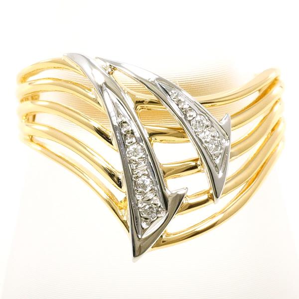 PT900 K18YG リング 指輪 12号 ダイヤ 0.08 総重量約2.0g 中古 美品