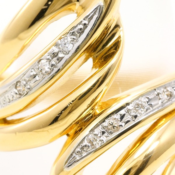 リング K18,pt900,0.13ct PT900 プラチナ K18YG リング 指輪 13号 ダイヤ 0.05 カード鑑別書 総