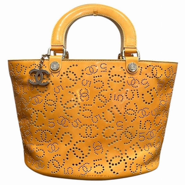 シャネル CHANEL No5 ココマーク パンチング パテントレザー バッグ ハンドバッグ トートバッグ レディース【中古】