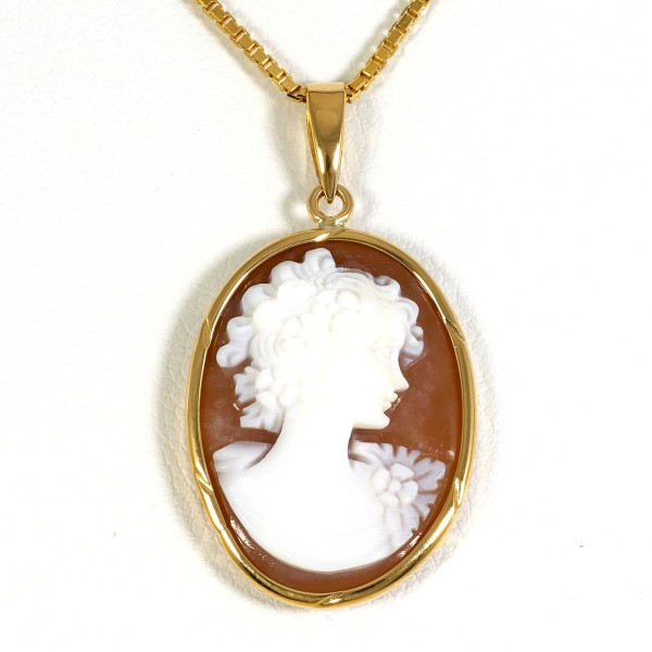 K18 18金 YG イエローゴールド ネックレス シェルカメオ 総重量約5.5g