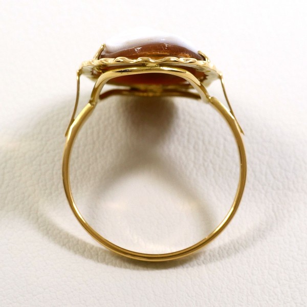 K18 18金 YG イエローゴールド リング 指輪 20号 シェルカメオ 総重量約4.8 