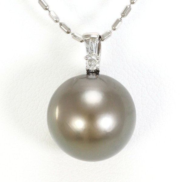 K18 18金 WG ホワイトゴールド ネックレス パール(真珠) ダイヤ 0.06